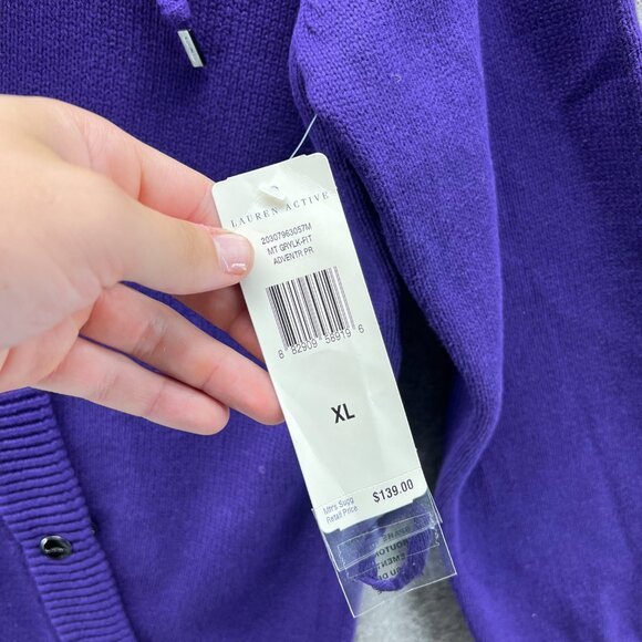 Lauren Ralph Lauren Active Sweater Women XL Purple Knit Hoodie Pullover New LRL - Picture 9 of 11